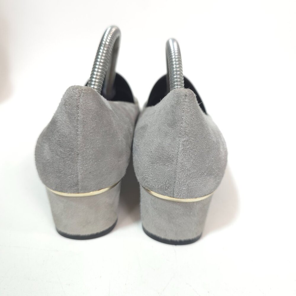 Paco Herrero Suede Low Heel Pumps Gray Slip On Comfort Shoes Womens Size 9 - Picture 7 of 12